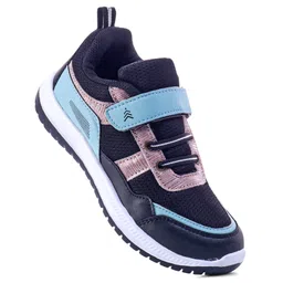 Pine Kids Velcro Closure Sports Shoes with Stripes - Black & Gold-picture-22