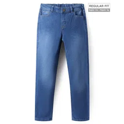 Pine Kids Woven Full Length Solid Washed Denim Jeans - Blue-picture-34