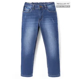 Pine Kids Woven Full Length Solid Washed Denim Jeans - Blue-picture-32