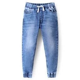 Pine Kids Woven Full Length Solid Washed Denim Jeans - Light Blue-picture-30