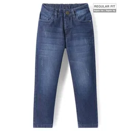 Pine Kids Woven Full Length Solid Washed Denim Jeans - Navy Blue-picture-36