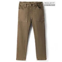 Pine Kids Woven Full Length Washed Denin Jeans - Brown-picture-16