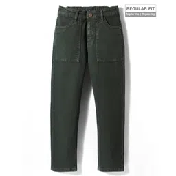 Pine Kids Woven Full Length Washed Denin Jeans - Dark Green-picture-17