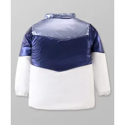 Pine Kids Woven Full Sleeves Padded Jacket with Detachable Hood - Navy Blue & White image 4