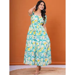 PINGAKSH Floral Print Puff Sleeve Fit & Flare Maxi Dress-picture-11
