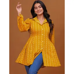 PINGAKSH Geometric Print Cotton Shirt Style Top-picture-23