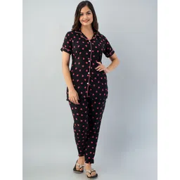 PINGALA Heart Shape Printed Lapel Collar Night Suit-picture-26