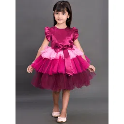 Pink Chick Girls Maroon Net Layered Party Dress-picture-16