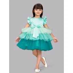 Pink Chick Sea Green Colourblocked Layered Satin Dress-picture-16
