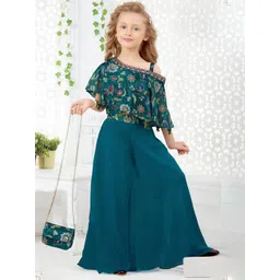 PINK LEAF Kids Printed One Shoulder Top With Palazzos-picture-11