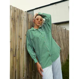 pink paprika by sassafras Women Comfort Fit Fit Striped Spread Collar Casual Shirt-picture-13