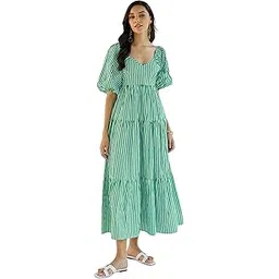 pink paprika by sassafras Women Stripe V-Neck Tiered Dress-picture-12