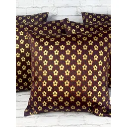 Pink Parrot Brown & Gold Toned 5 Pieces Ethnic Motifs Printed Square Cushion Covers-picture-17