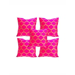 Pink Parrot Pink & Gold-Toned 5 Pieces Ethnic Motifs Square Cushion Covers-picture-33