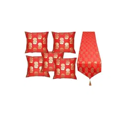 Pinkparrot 12x70 inch jacquard silk table runner and 5 pcs 16x16 inch cushion covers-image-13