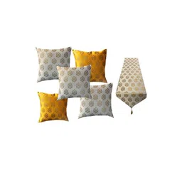 Pinkparrot 12x70 inch jacquard silk table runner and 5 pcs 16x16 inch cushion covers-image-12