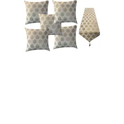 Pinkparrot 12x70 inch jacquard silk table runner and 5 pcs 16x16 inch cushion covers-image-40