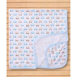 Pink Rabbit Interlock Knit Towel with I Love Car Print L 81 x B 81 cm - Light Blue-picture-22