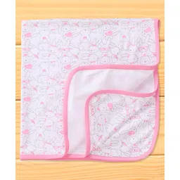 Pink Rabbit Interlock Knit Wrapper with Bunny Print L 76 x B 76 cm - Pink-picture-15