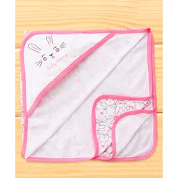 Pink Rabbit Terry Knit Hooded Towel With Animal Print L 81 x L 81 cm - Pink-picture-16