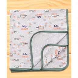 Pink Rabbit Terry Knit Towel With Hello Baby Text Print L 81 x L 81 cm - Mint-picture-24