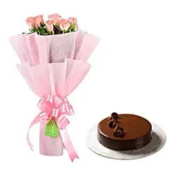 Pink Roses N Cake Combo-picture-15
