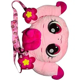 Pink soft toy, purse, Cute Cartoon Design Purse with Flower Accents and Strap, Girls Soft Stuffed Toy Bag-picture-30