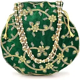 pink treasure Embroidered Potli Bag for Women – Ethnic Indian Drawstring Clutch with Pearl Handle – Traditional Wedding & Party Purse for Gifts, Jewelry & Essentials-picture-45