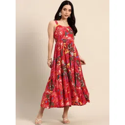 PINK VYBE Women Floral Printed Tiered Flared Midi Dresses-picture-17
