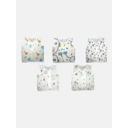 PINKBUNNY Infants Pack Of 5 Printed Pure Cotton Jhabla PBJH1-picture-35