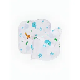 PINKBUNNY White & Blue 5 Pieces Bunny Printed Face Towels image 3