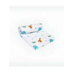 PINKBUNNY White & Blue Printed Organic Cotton 400 GSM Bath Towel-picture-10