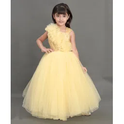 PinkChick One Shoulder Cap Sleeves Sequins Embellished Ruffle Detailed Fit & Flare Gown - Beige-picture-18