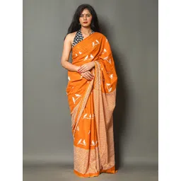 Pinkcity Trade World Geometric Printed Pure Cotton Mulmul Bagru Saree-picture-36