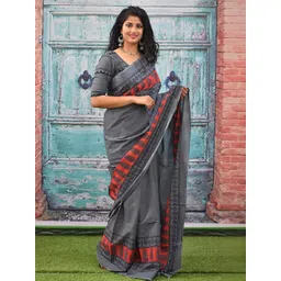 Pinkcity Trade World Grey Pure Cotton Ikat Sarees-picture-11