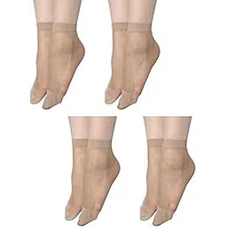 pinkit Pack of 4 Skin Ultra-Thin Transparent Nylon Summer Skin Socks for women/Girl's (Ankle Length)-picture-34