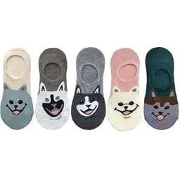 pinkit Women Funny No Show Socks Cut Animal Face Printed Low Cut Cotton Multicolor Socks for Womens & Girls - Free Size (Assorted Color, Pack of 4)-picture-36