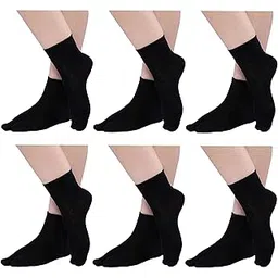 pinkit Women's Solid Plain Cotton Ankle Thumb Socks - Pack of 6, Black Color-picture-54