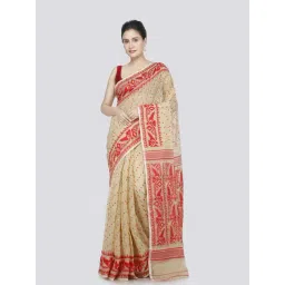 Pinkloom Beige & Red Cotton Woven Saree-picture-47