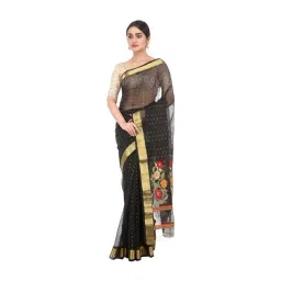 Pinkloom Black Woven Saree Without Blouse Piece-picture-26