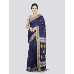 Pinkloom Blue Cotton Woven Saree With Unstitched Blouse-picture-48