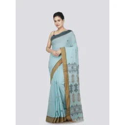 Pinkloom Blue Cotton Woven Saree With Unstitched Blouse-picture-42