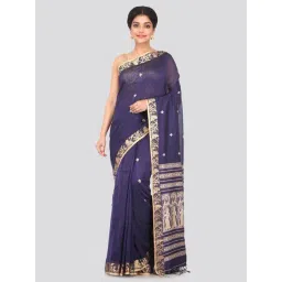 Pinkloom Blue Pure Cotton Embroidered Saree With Blouse-picture-44