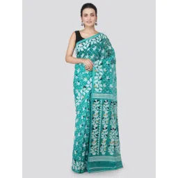 Pinkloom Blue Textured Saree Without Blouse-picture-10