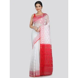 PinkLoom Floral Woven Design Pure Cotton Saree-picture-11