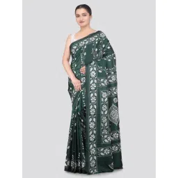 Pinkloom Green Silk Embroidered Saree With Blouse Piece-picture-25