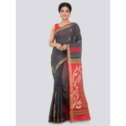 Pinkloom Grey Cotton Silk Printed Saree With Blouse-picture-16