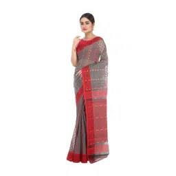 Pinkloom Grey Cotton Woven Dhakai Jamdani Saree Without Blouse Piece-picture-17