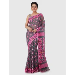 Pinkloom Grey Cotton Woven Saree-picture-11