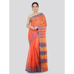 Pinkloom Orange Cotton Woven Saree-picture-16